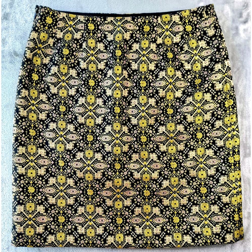 J. McLaughlin Lurex Jacquard and Brocade Skirt Size 6